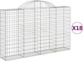 vidaXL Coșuri gabion arcuite 18 buc, 200x30x120/140cm, fier galvanizat