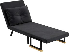 HOMCOM Canapea Extensibilă cu Spătar Reglabil pe 5 Nivele, Canapea Pat Individuală Pliabilă cu Perne, 63x73x81 cm, Negru | Aosom Romania