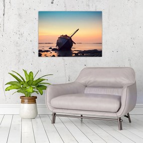 Tablou pe sticlă - Nava naufragiată (70x50 cm)