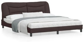 3213721 vidaXL Cadru de pat cu lumini LED, maro închis, 180x200 cm, textil