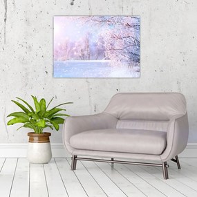 Tablou pe sticlă - Iarna geroasă (70x50 cm)