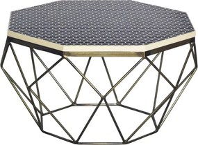 Masuta de cafea rotunda, Mozaic incrustat, Alb-Negru, DIAMOND BONE INLAY 70cm