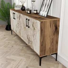 Consolă Kiev - Walnut, White Marble