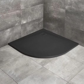 Cadita dus compozit semirotunda Radaway Kyntos A 80x80 cm negru