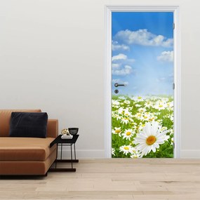 Fototapet pentru ușă - Lunca înflorită cu margarete (95x205cm)