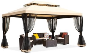 Pavilion de gradina crema cu plasa de tantari Valencia 4x4 m Garden Point