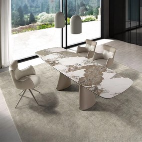 Masa extensibila design LUX Porcelain Marble 180-260cm