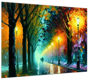 Tablou pe sticlă - Plimbare de noapte (70x50 cm)