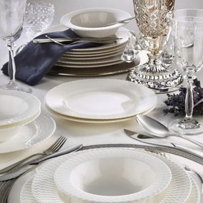 Set de masă, 24 de piese, alb, porțelan