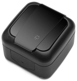 Priza simpla, montaj aplicat, protectie IP54, neagra, Palmiye Viko