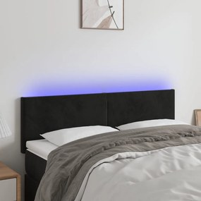Tablie de pat cu LED, negru, 144x5x78 88 cm, catifea 1, Negru, 144 x 5 x 78 88 cm