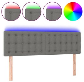 Tablie de pat cu LED, gri inchis, 144x5x78 88 cm, textil 1, Morke gra, 144 x 5 x 78 88 cm