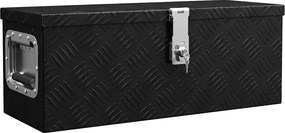vidaXL Cutie de depozitare, negru, 60x23,5x23 cm, aluminiu