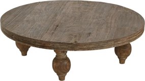 Măsuță de cafea rotundă din lemn de tec reciclat, natur, cu picioare strunjite, finisaj mat, 30 x 100 cm, „Aruna” – Ethnic Collections
