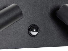 Aplică de perete exterioară neagră cu LED cu senzor de mișcare cu 2 lumini - Simon