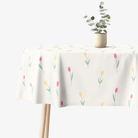 Goldea față de masă 100% bumbac - lalele - ovală 140 x 240 cm