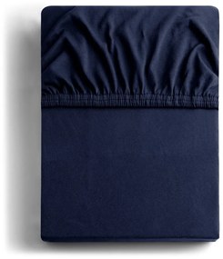 Cearceaf albastru închis din jerseu cu elastic 220x200 cm Amber – Restilo