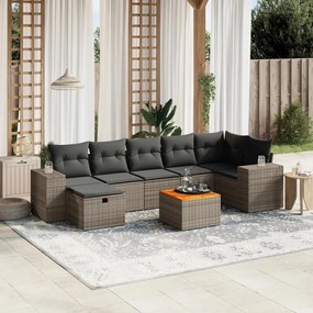 vidaXL Set canapele de grădină cu perne, 8 piese, gri, poliratan