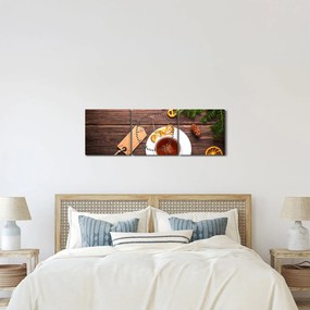Tablou - ceașca cu decorații (cu ceas) (90x30 cm)