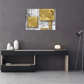Tablou pe sticlă - Pătrate de aur N⁰3 (70x50 cm)