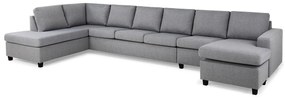 Colțar Scandinavian Choice C164Negru, Gri deschis, 407x199x80cm, Picioare: Plastic