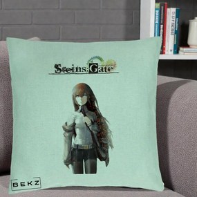 Perna Personalizata Steins Gate Kurisu Makise Anime, 40x40 cm, Verde Menta, Husa Detasabila, Perna Inclusa, BEKZ®