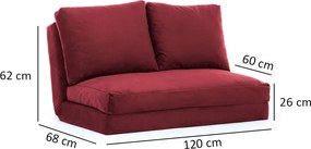 Canapea burgundy extensibilă 120 cm Taida – Balcab Home