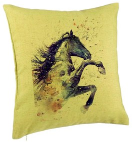 Perna Decorativa, Model Colorful Horse, 40x40 cm, Verde, Husa Detasabila, Burduf