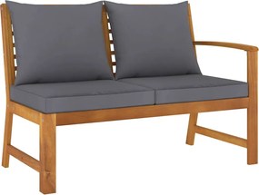 vidaXL Bancă de grădină, perne gri închis, 114,5 cm, lemn masiv acacia