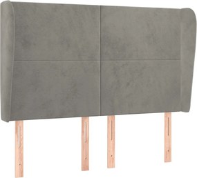 vidaXL Tăblie de pat cu aripioare gri deschis 147x23x118/128cm catifea