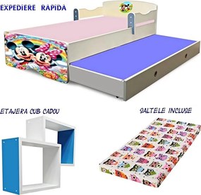 Pat copii dublu Minnie si Mickey cu saltele incluse