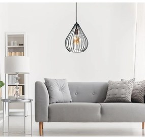 Lustră neagră cu abajur din metal ø 24 cm – Opviq lights