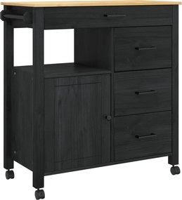 vidaXL Troler de Bucătărie MONZA Negru 84 x 40 x 88,5 cm