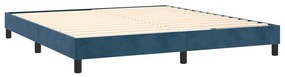 Pat box spring cu saltea, albastru inchis, 180x200 cm, catifea Albastru inchis, 25 cm, 180 x 200 cm