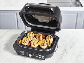 Gratar electric Ninja Foodi MAX PRO AG651EU, 2460W, 3.8L, Functie gratar si Air fryer, Cyclonic Air, Smart Cook, Negru/inox