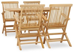 44686 vidaXL Set mobilier de exterior, 5 piese, lemn masiv de tec