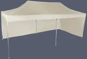 Pavilion de grădină 3x6m – din aluminiu, 2 pereţi laterali, Bej
