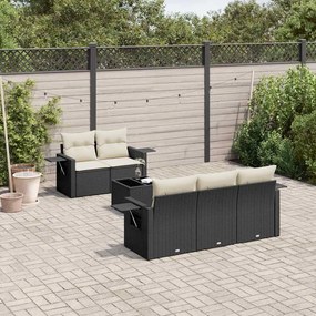 vidaXL Set mobilier de grădină cu perne, 6 piese, negru, poliratan