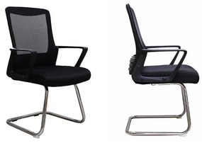 Set 2 scaune conferinta/vizitator Fusion CF, mesh, negru