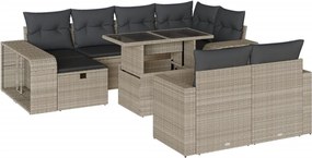 vidaXL Set canapele de grădină cu perne, 11 piese, gri, poliratan