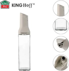Sticla pentru sosuri Kinghoff KH 2004, 500 ml, Cu dozator, Inchidere etansa, Bej