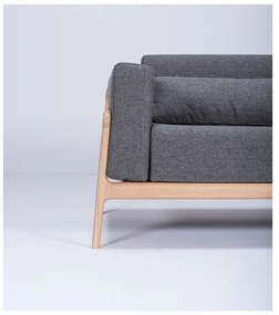 Canapea cu structură din lemn de stejar Gazzda Fawn, 210 cm, gri închis