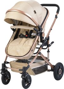 Carucior nou nascuti 2 in 1 NOVOKIDS™ Ciarra Gold PRO , Cu geanta bebe, Cadru Aluminiu , Amortizoare, Roti din cauciuc plin AVE, Landou, Modul sport,