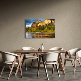 Tablou - Stânci lăngă lac (90x60 cm)