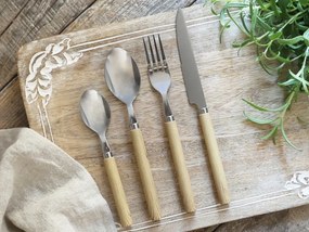 Set tacâmuri 4 piese, oțel inoxidabil și acril, natur, L22,5 cm, Linas