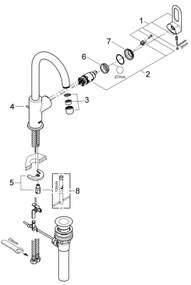 GROHE 23091000 - Baterie pentru lavoar BAULOOP 310 mm, crom lucios