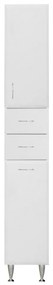 Dulap înalt Bianca Plus 30 cu 1 ușă, 2 sertare, suport pentru rufe, alb lucios, dreapta