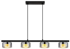 Lustra suspendata din metal negru cu sticla fumurie HIGGINS 4L