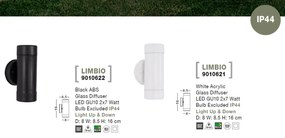 Aplica moderna de exterior cu iluminat ambiental up/down IP44 LIMBIO II alba