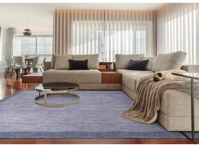 Covor albastru închis din lână 133x180 cm Linea – Agnella